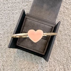 Gold Bangle Bracelet with Pink Heart Center - Absolutely adorable, brand new!
